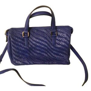SABRINA SCALA Blue Woven Leather SATCHEL BLUE CROSSBODY Hong Kong